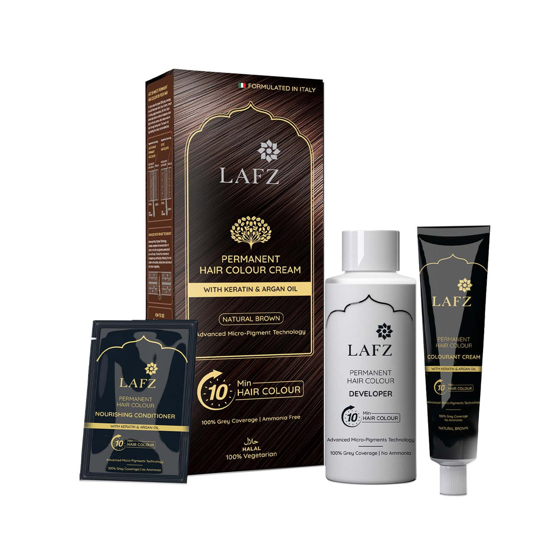 Lafz Permanent 10 Min Hair Color Cream Dubai (40ml) - Natural Brown