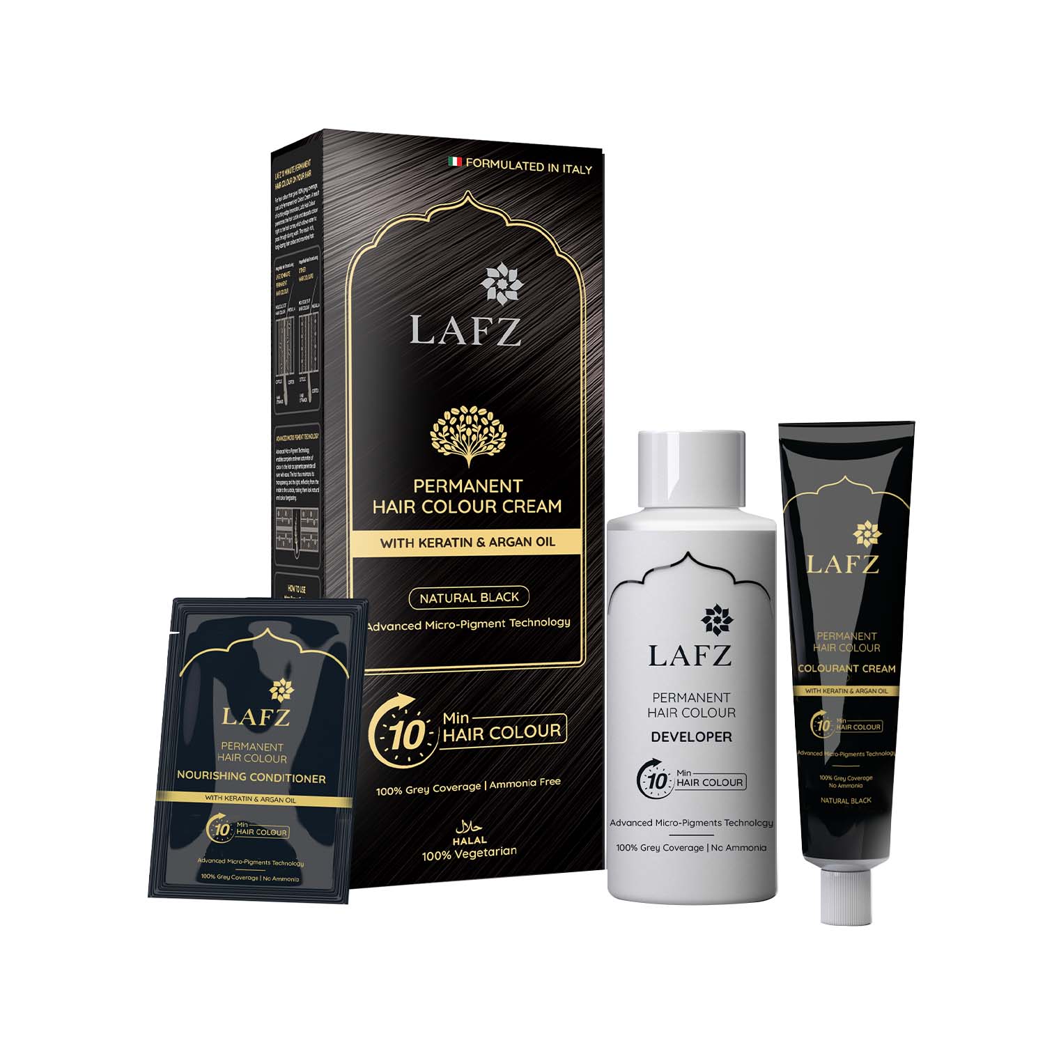 Lafz Permanent 10 Min Hair Color Cream Dubai (40ml) - Natural Black