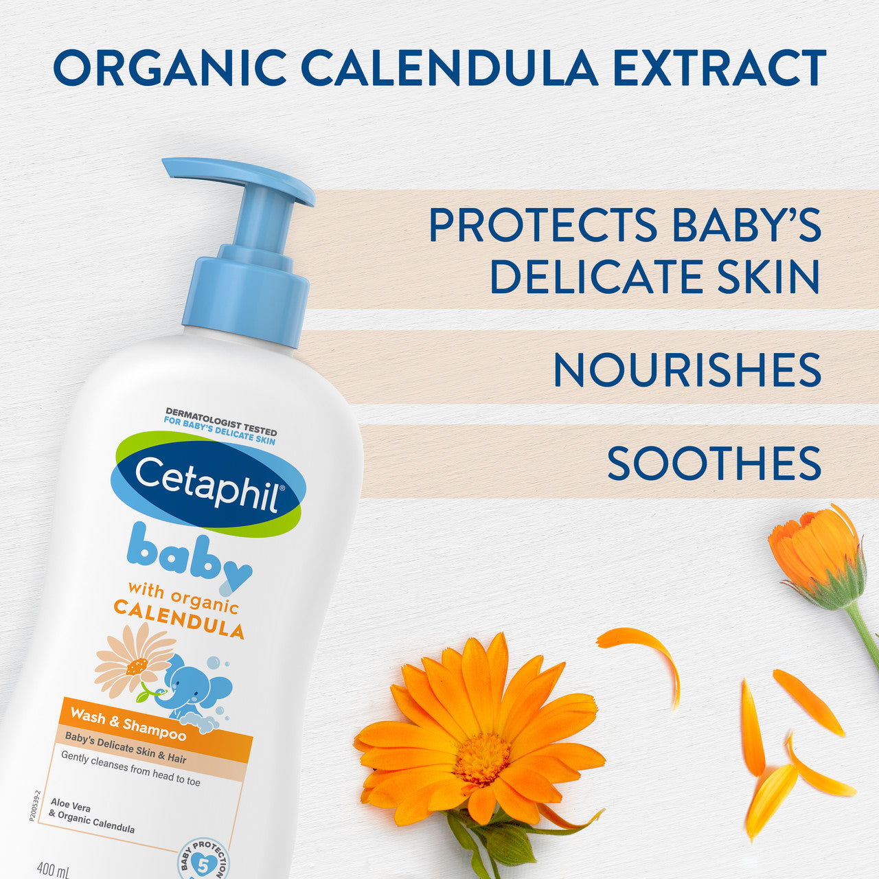 Cetaphil Baby Wash and Shampoo with Natural Calendula (400ml)