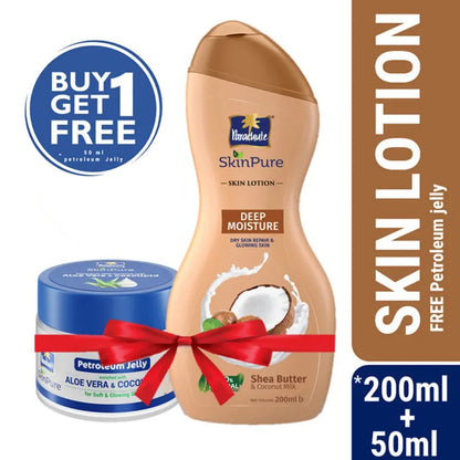 Parachute SkinPure Deep Moisture Lotion 200ml (Free Petroleum Jelly 50ml)