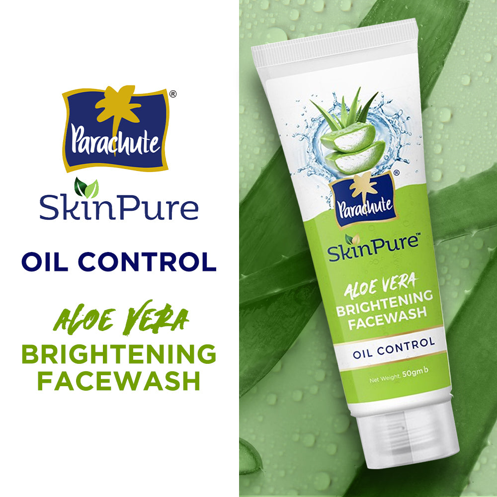 Parachute SkinPure Aloe Vera Brightening Facewash with Green Tea, Oil Control, Bright &amp; Glowing Skin, All Skin Types, No Parabens, Sulphate