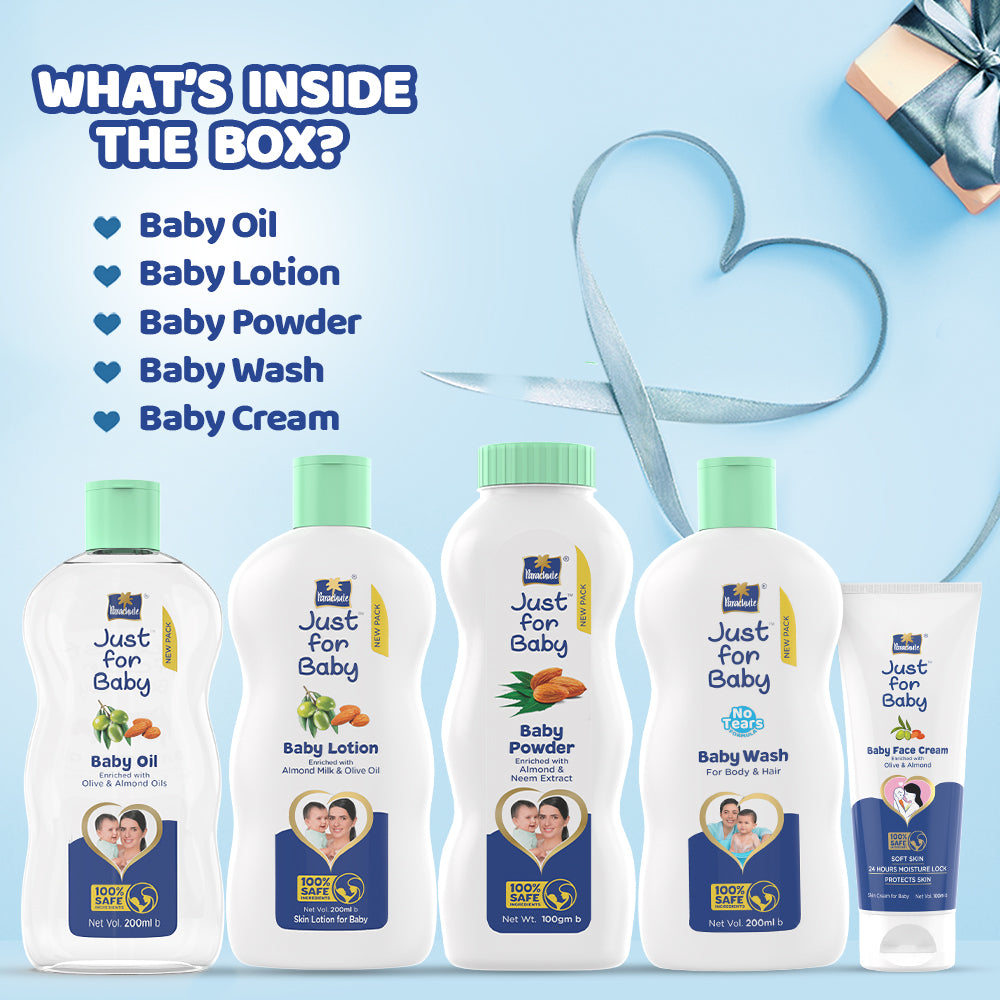 Parachute Just for Baby - Baby Gift Box 450ml (Powder + Oil + Lotion + Wash + Face Cream)