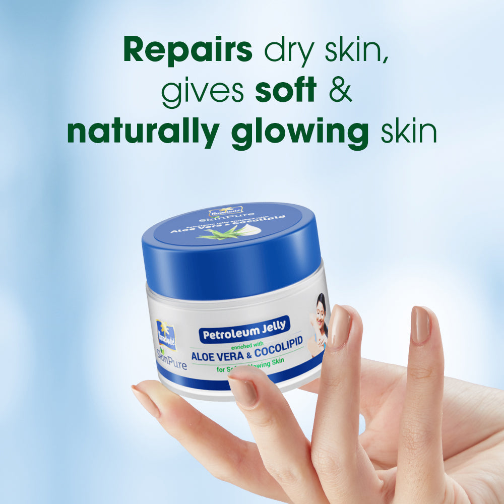 Parachute SkinPure Petroleum Jelly Enriched with Aloe Vera &amp; Cocolipid, For Soft, Glowing Skin, Dry Skin &amp; Lip Repair, Paraben, Sulphate Free