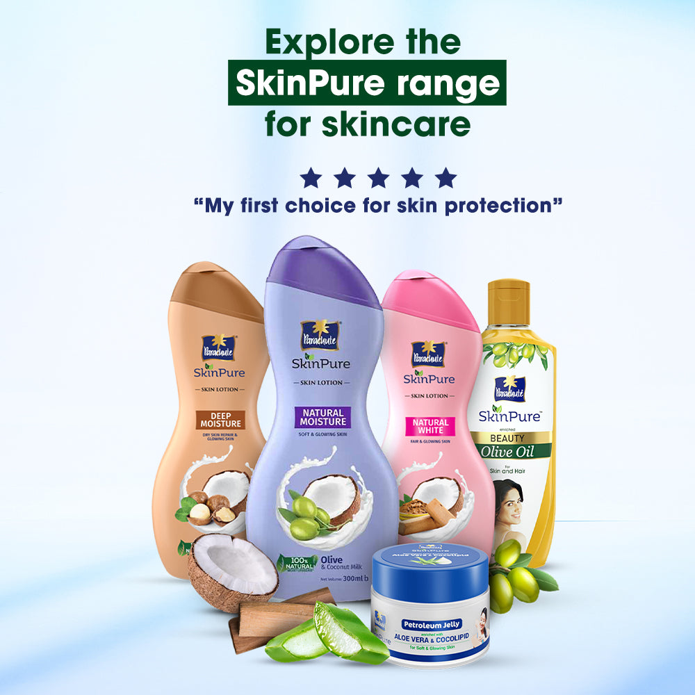 Parachute SkinPure Petroleum Jelly Enriched with Aloe Vera &amp; Cocolipid, For Soft, Glowing Skin, Dry Skin &amp; Lip Repair, Paraben, Sulphate Free