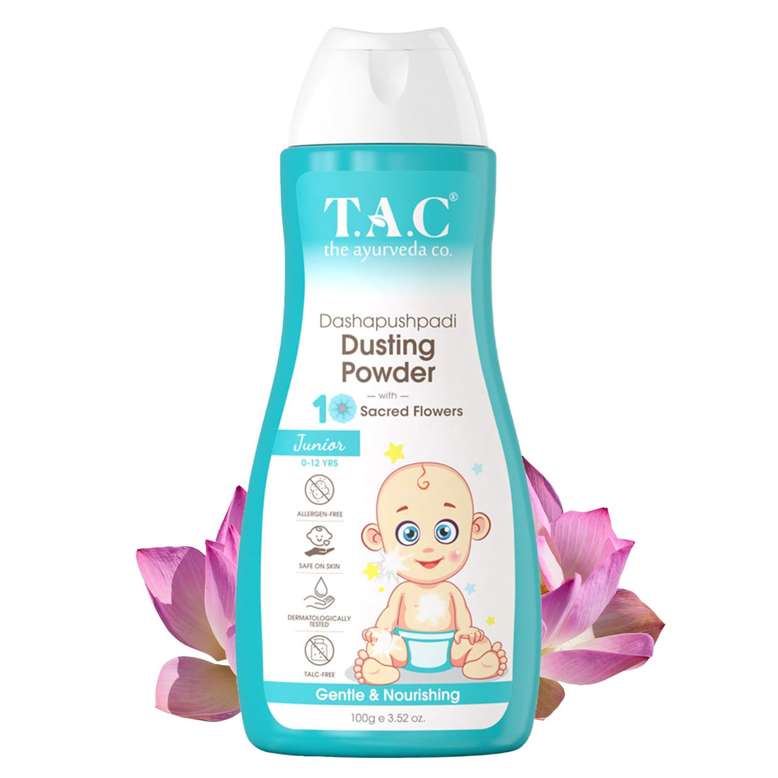 TAC - The Ayurveda Co. Dashapushpadi Dusting Powder With 10 Sacred Flowers (100gm)