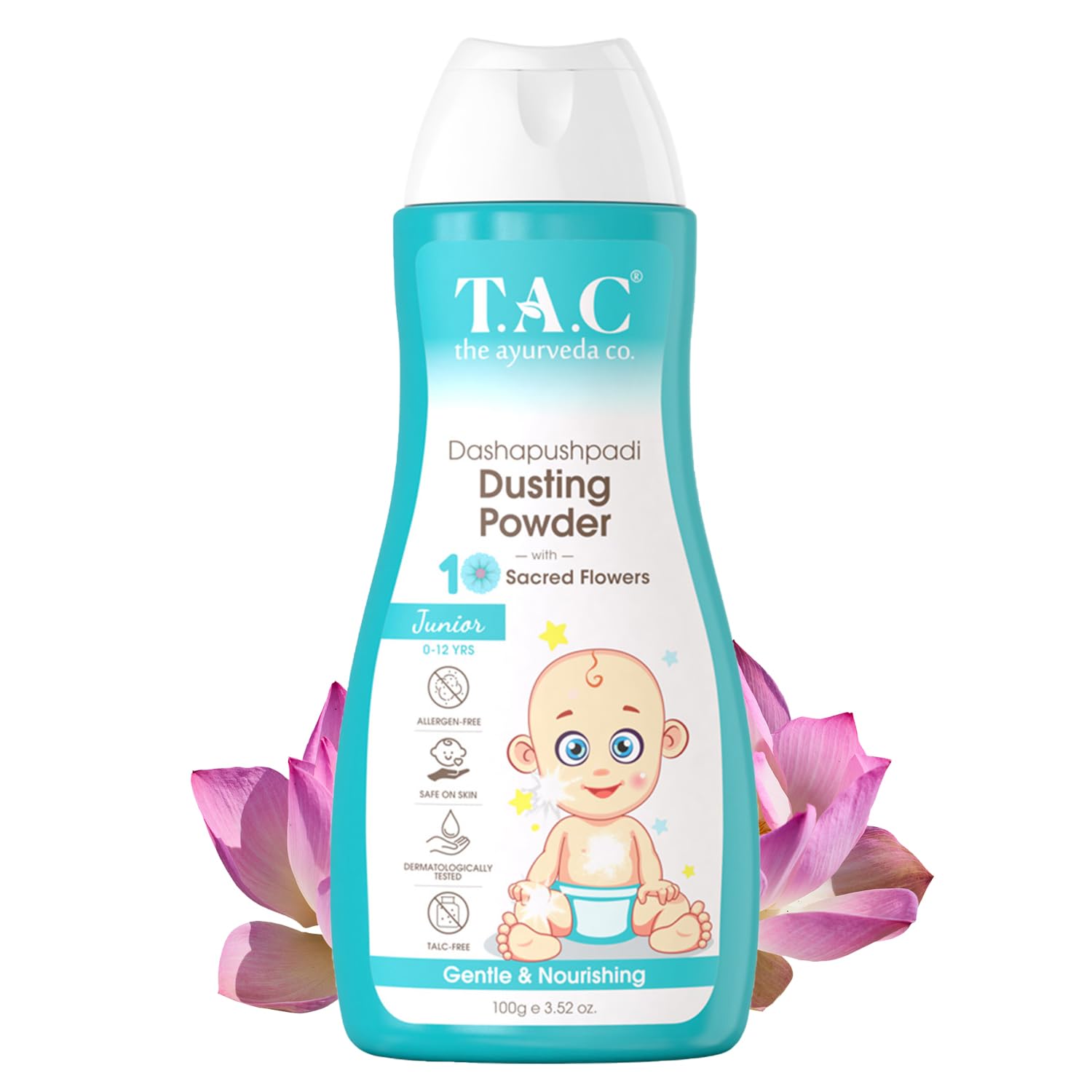 TAC - The Ayurveda Co. Dashapushpadi Dusting Powder With 10 Sacred Flowers (100gm)