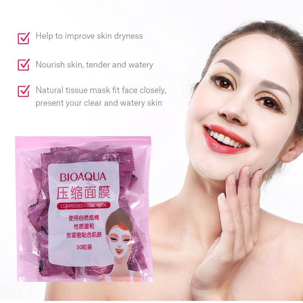 BIOAQUA Cady Compressed Facial Mask - 50pcs