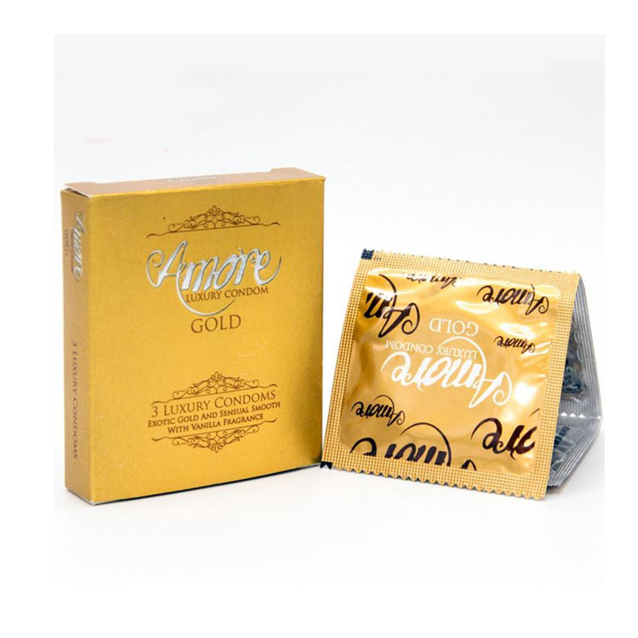 Amore Luxury Gold Condom 3 piece