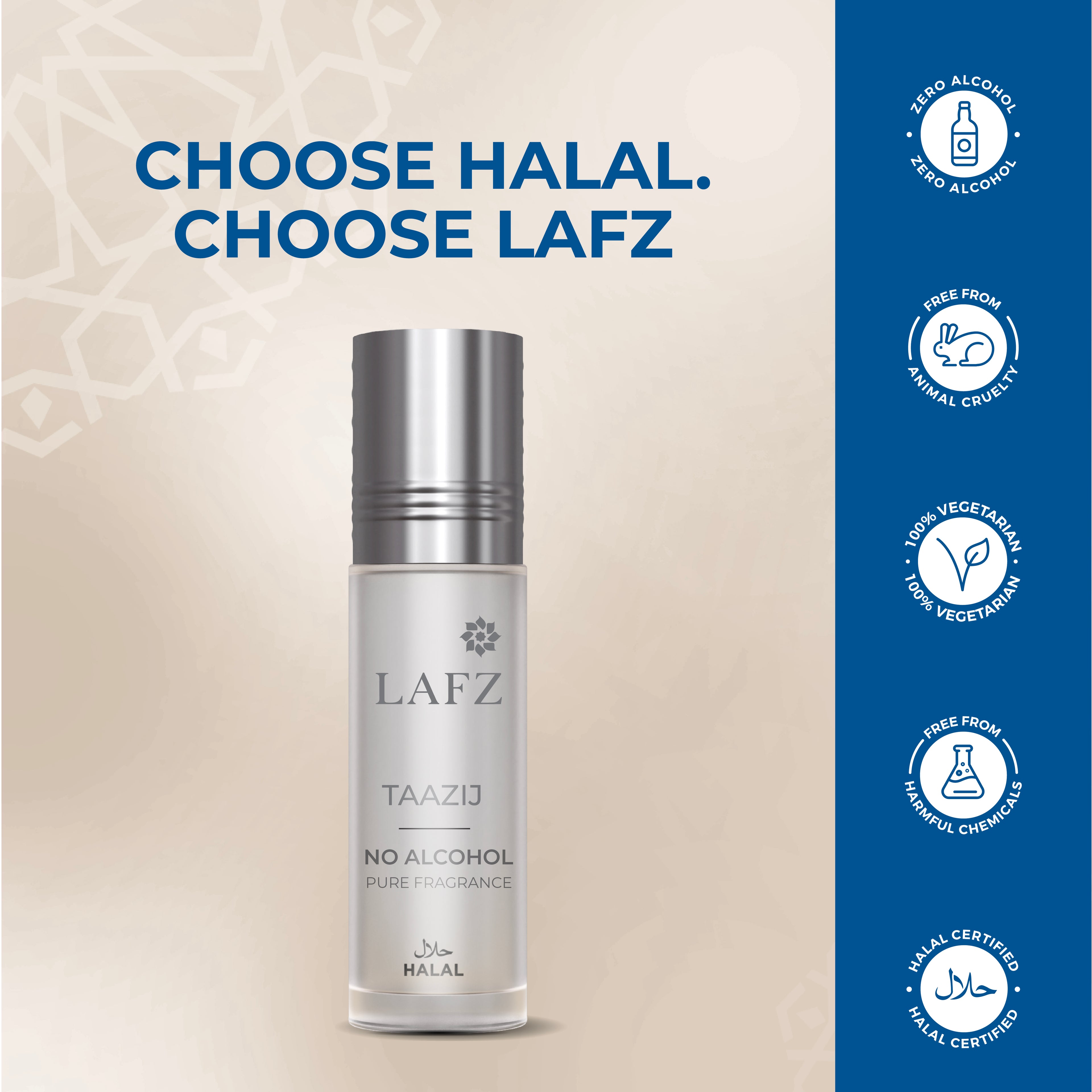 Lafz Pure Fragrance No Alcohol Perfume Roll On (8ml) - Taazij