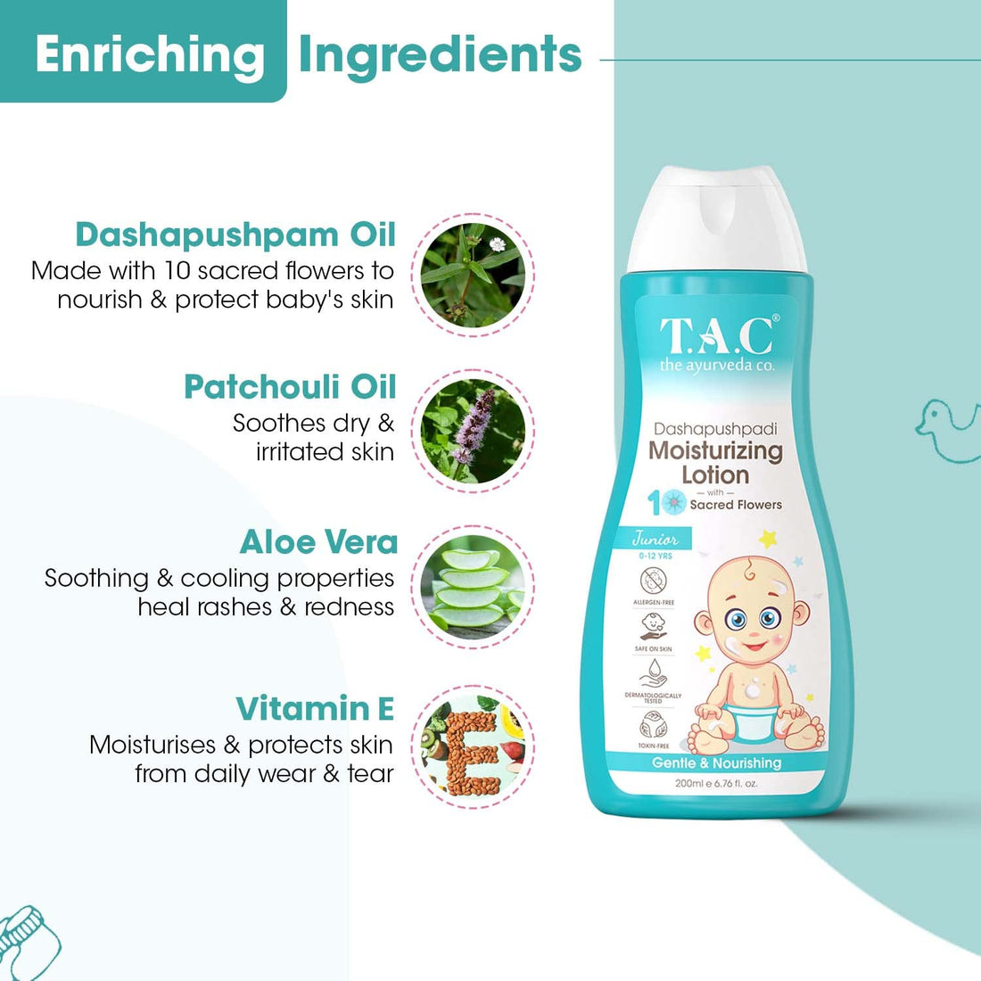 TAC - The Ayurveda Co. Dashapushpadi Moisturizing Lotion With 10 Sacred Flowers (200ml)