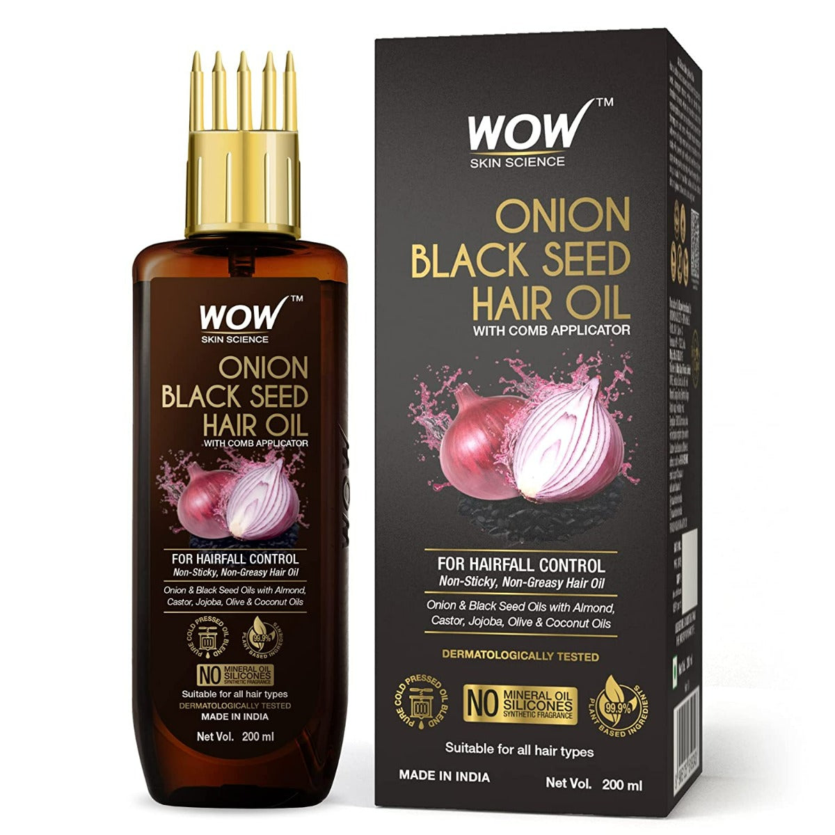 Wow Skin Science Onion Black Seed Hair Oil With Comb