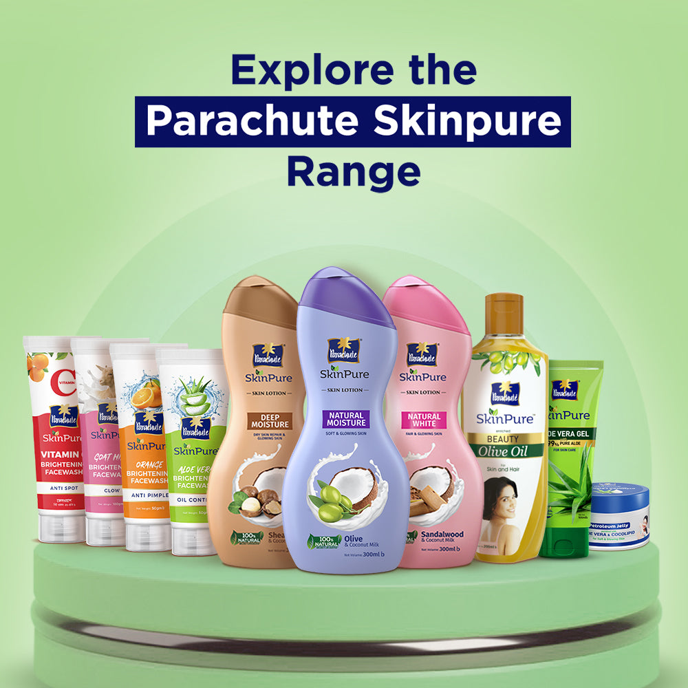 Parachute SkinPure Aloe Vera Brightening Facewash with Green Tea, Oil Control, Bright &amp; Glowing Skin, All Skin Types, No Parabens, Sulphate