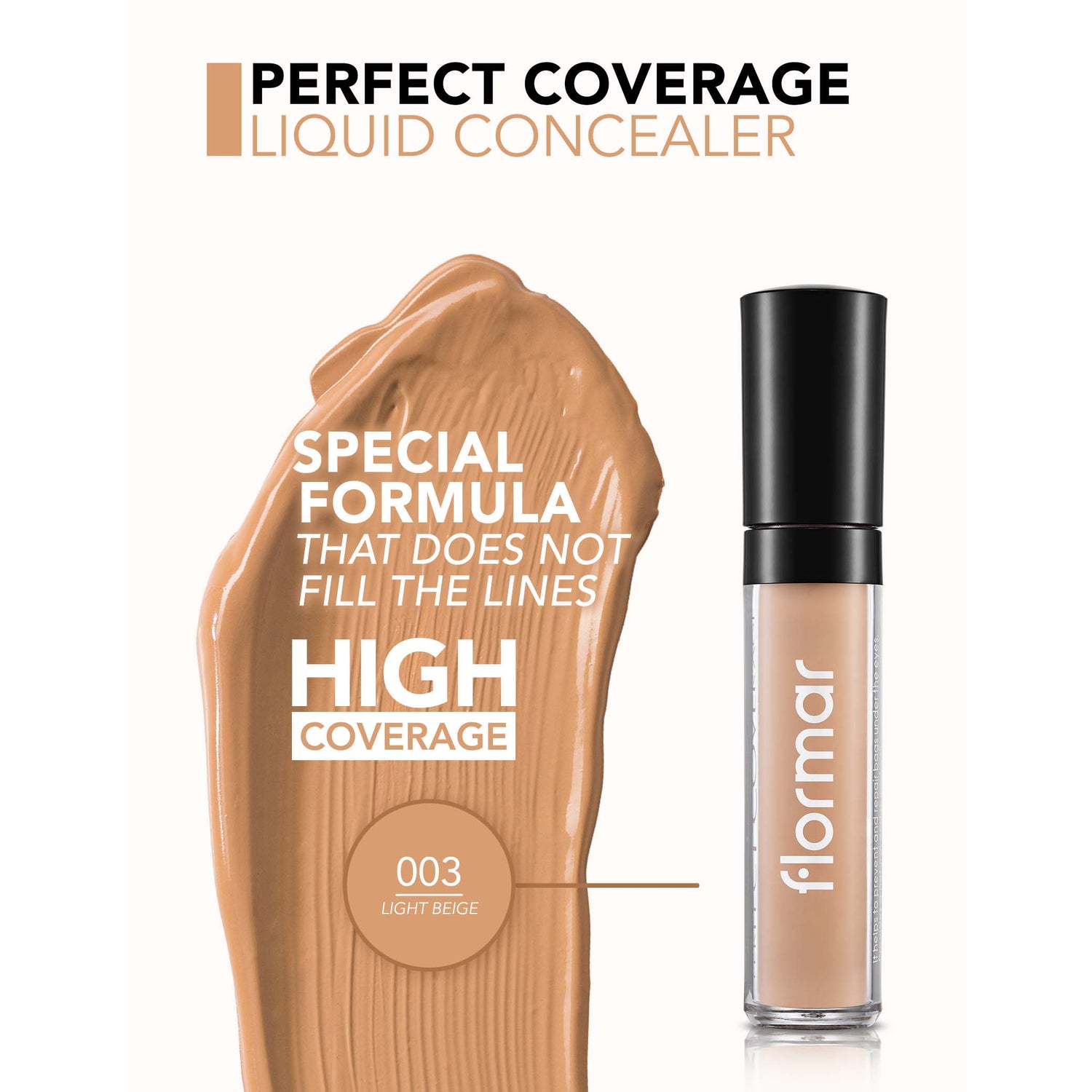 Flormar Perfect Coverage Liquid Concealer (4.5ml) - 03 Light Beige