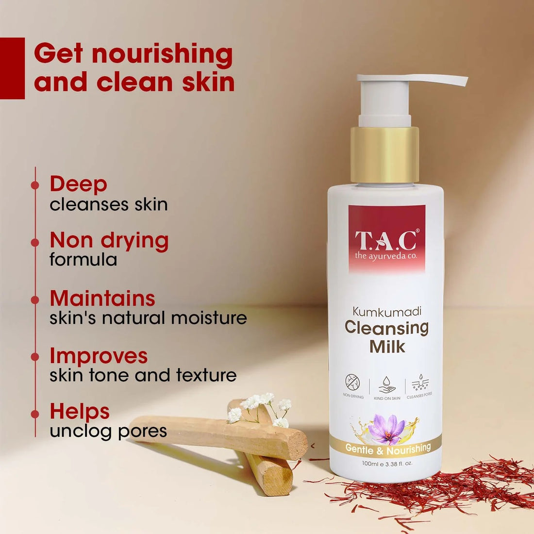 TAC - The Ayurveda Co. Kumkumadi Cleansing Milk (100ml)