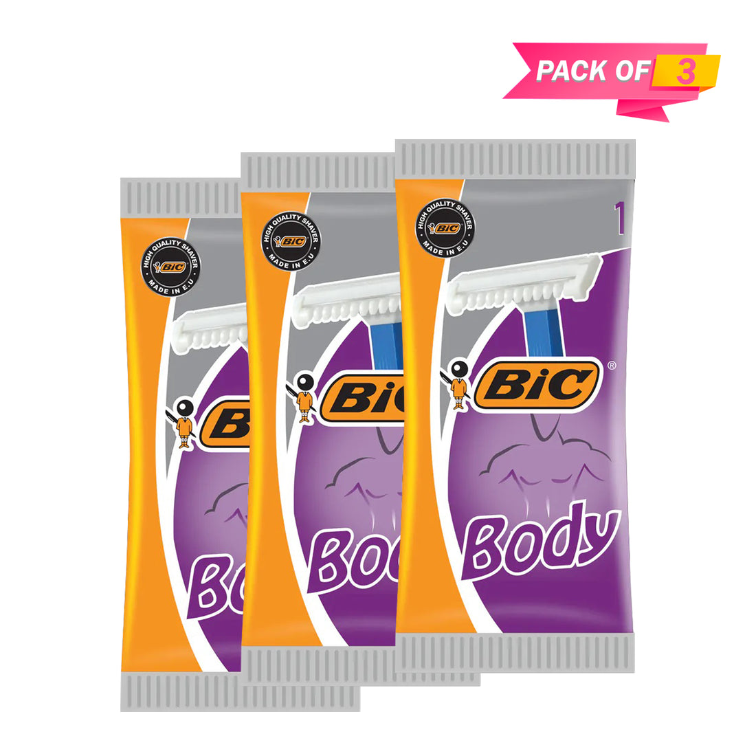 BIC Razor Body Single Blade (Pack of 03)