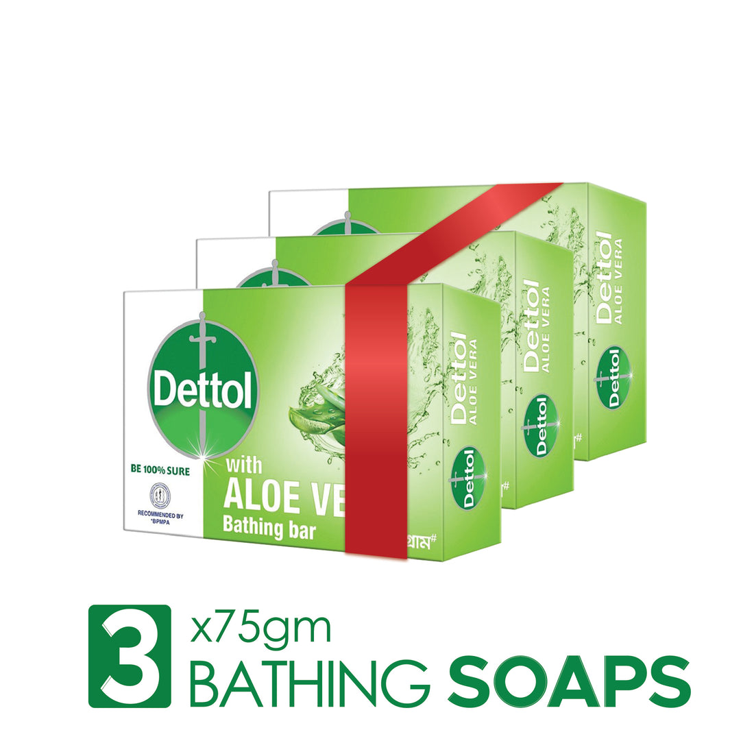 Dettol Soap Aloe Vera Pack of 3 (75gm X 3), Soap with Aloe Vera Extract Bathing Bar