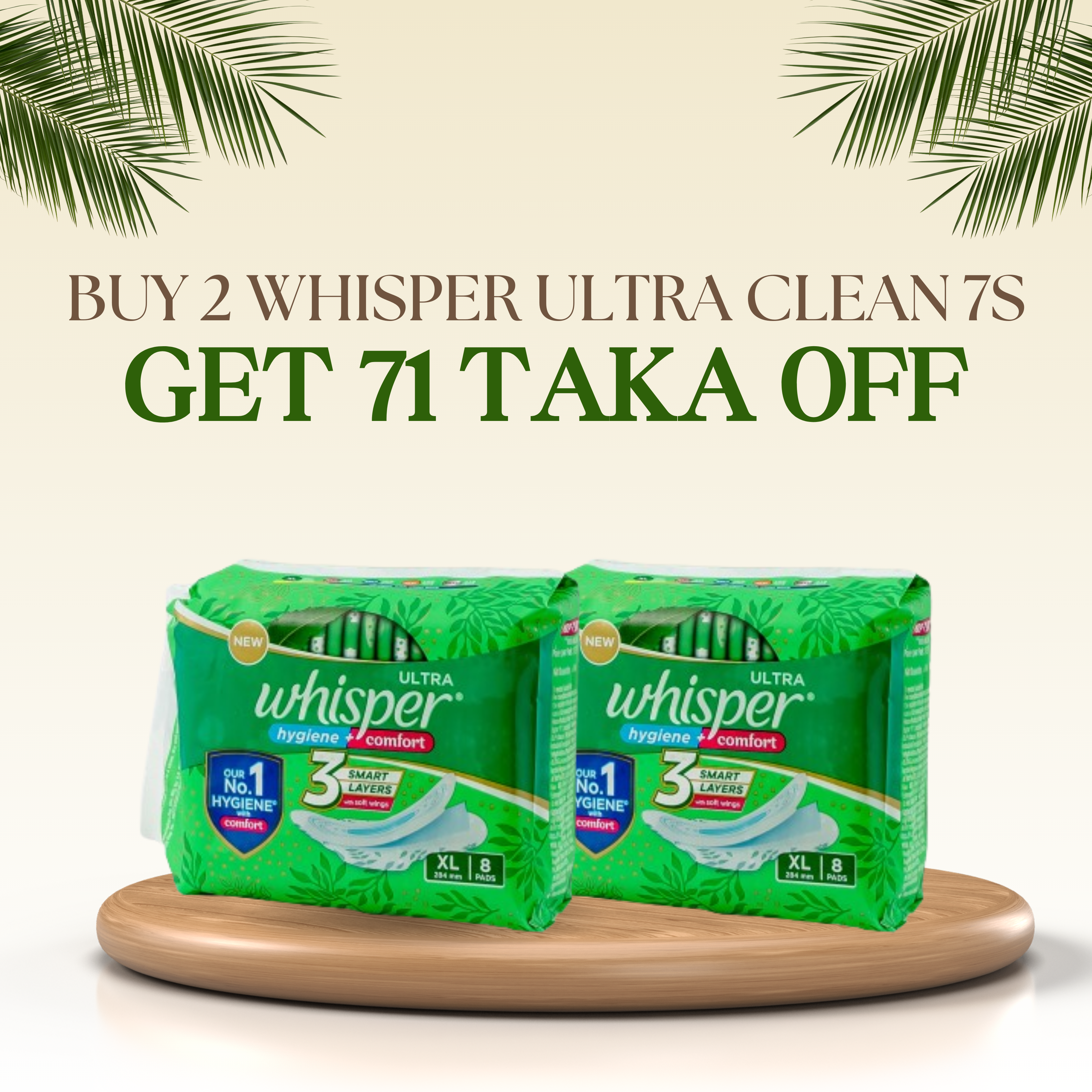 Buy 2 Whisper Ultra Clean Wings Sanitary Pads XL 8 Napkins Get (71 tk Off)