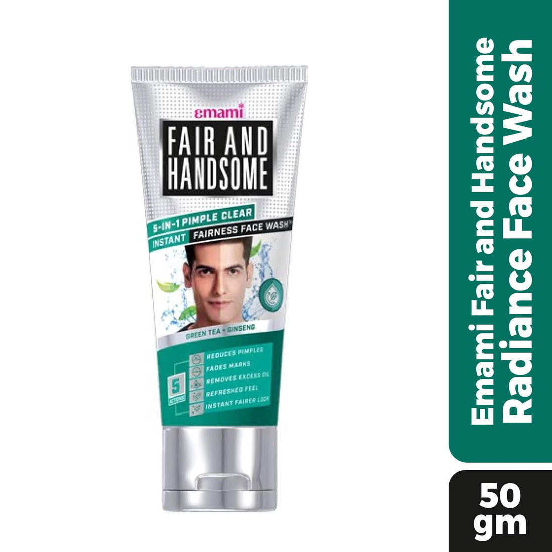 Emami Fair and Handsome 5-IN-1 Pimple Clear Instant Radiance Face Wash (50gm)