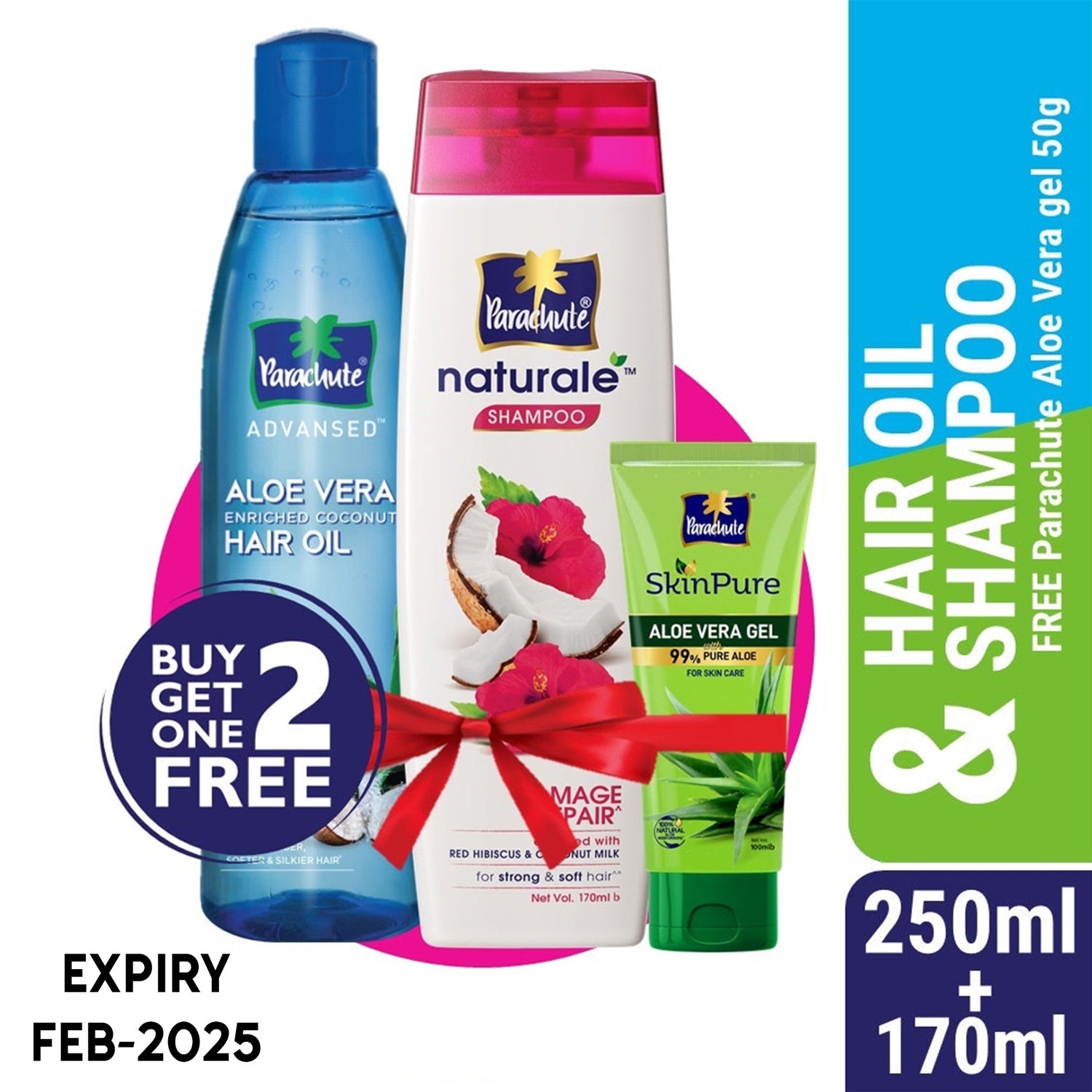 Parachute Hair Oil Advansed Aloe Vera Enriched Coconut 250ml Double Pack (FREE Aloe Vera Facewash - OIL CONTROL - 50gm) (Copy)