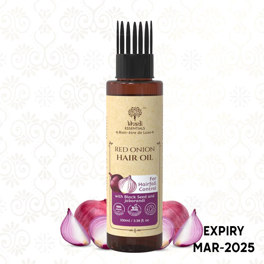 Khadi Essentials Red Onion Hair Oil for Hairfall Control (100ml)