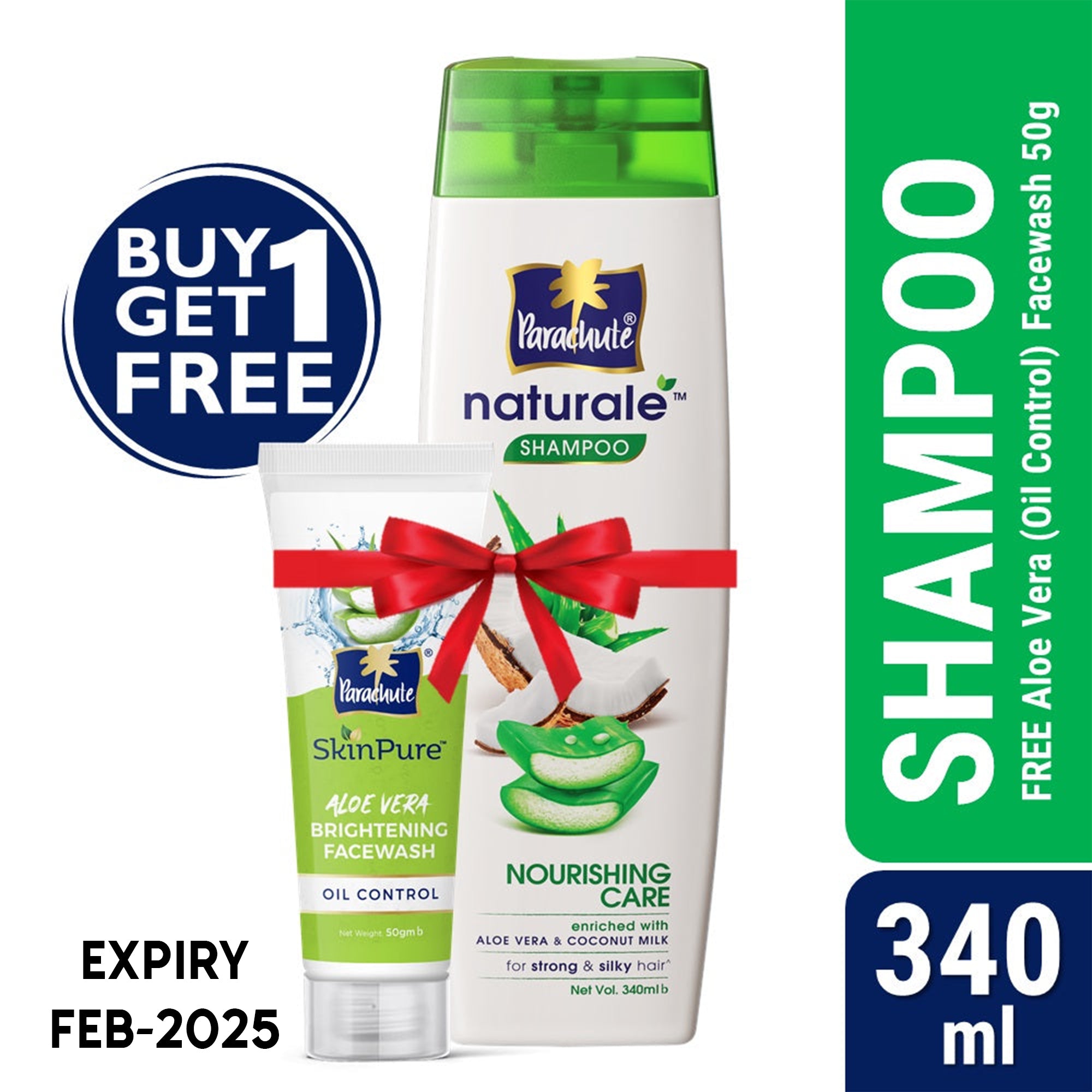 Parachute Naturale Shampoo Nourishing Care 340ml (FREE Aloe Vera Facewash - OIL CONTROL - 50gm)