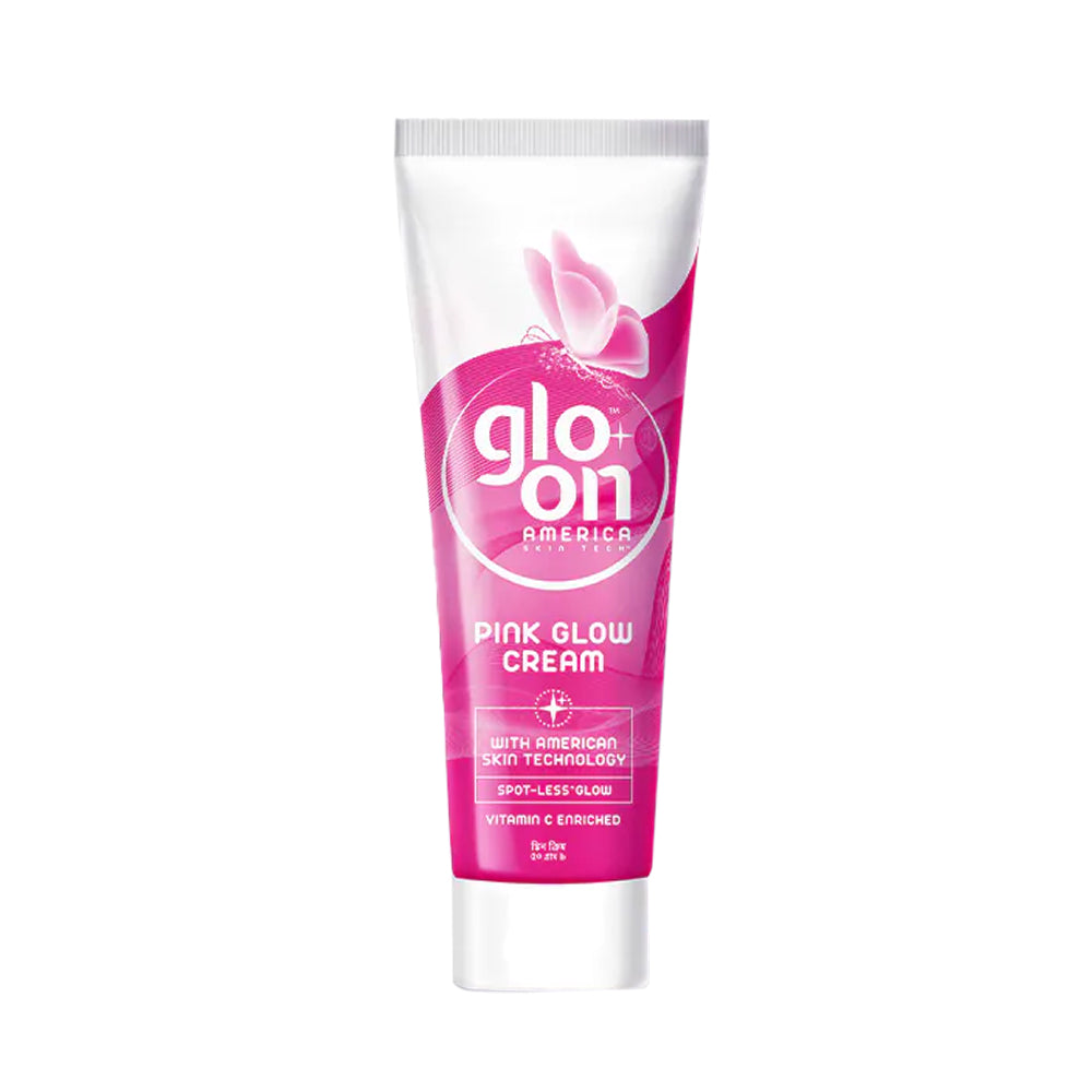 Glo On Pink Glow Cream with American Skin Technology , Enriched with Vitamin C,E, B3 &amp; Glow Boosters, For Bright, Glowing, Spot Less Skin, Sun Protection, All Skin Types (50gm)