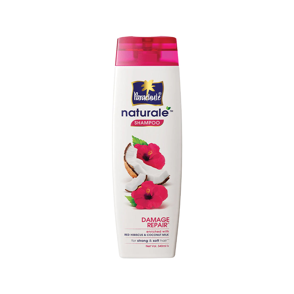 Parachute Naturale Damage Repair Shampoo with Red Hibiscus &amp; Coconut Milk, For Strong &amp; Soft Hair, Smoothens Rough Hair, Paraben Free, 100% Vegan, All Hair Types