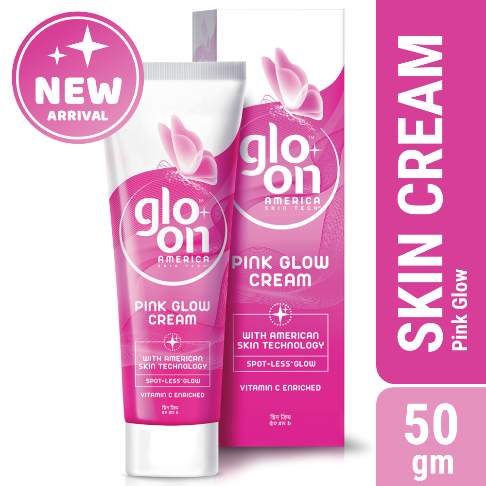 Glo On Pink Glow Cream with American Skin Technology , Enriched with Vitamin C,E, B3 &amp; Glow Boosters, For Bright, Glowing, Spot Less Skin, Sun Protection, All Skin Types (50gm)