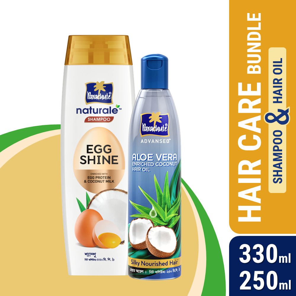 HAIR CARE BUNDLE - Parachute Naturale Shampoo Egg Shine 330ml &amp; Aloe Vera Enriched Coconut Hair Oil 250ml