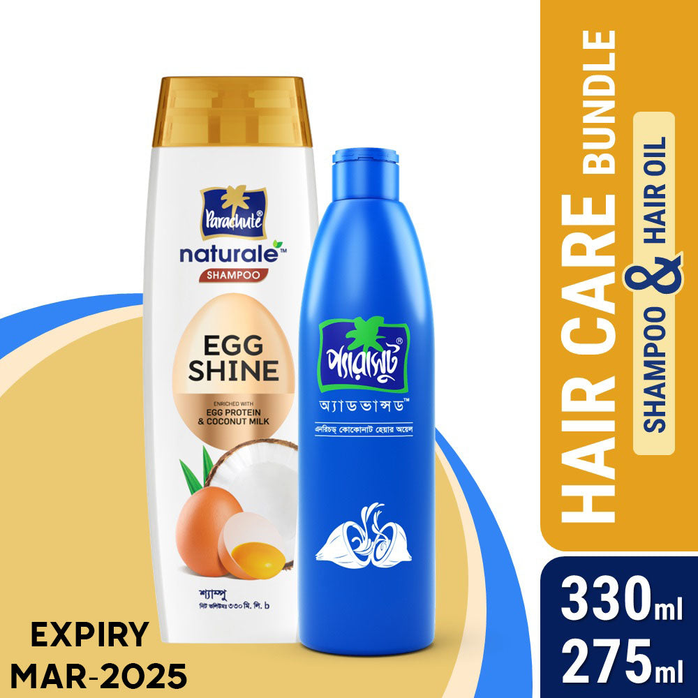 HAIR CARE BUNDLE - Parachute Naturale Shampoo Egg Shine 330ml &amp; Parachute Hair Oil Advansed Enriched Coconut 275ml