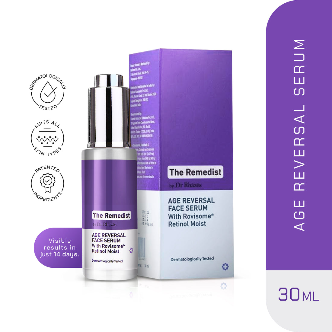 The Remedist by Dr Rhazes Age Reversal Face Serum with Rovisome Retinol Moist (30ml)