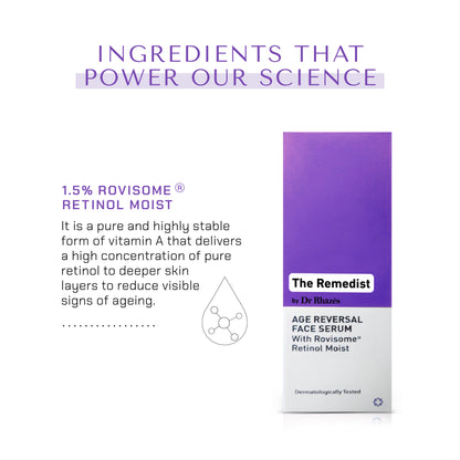 The Remedist by Dr Rhazes Age Reversal Face Serum with Rovisome Retinol Moist (30ml)