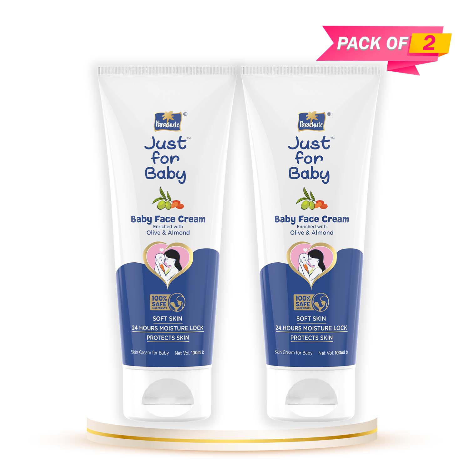 Parachute Just for Baby - Face Cream 100g Pack of 2 Combo (100ml x 2)