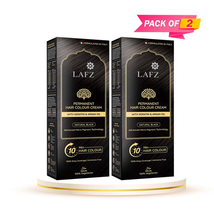 Lafz Permanent 10 Min Hair Color Cream Dubai 40ml - Natural Black (Pack of 02)