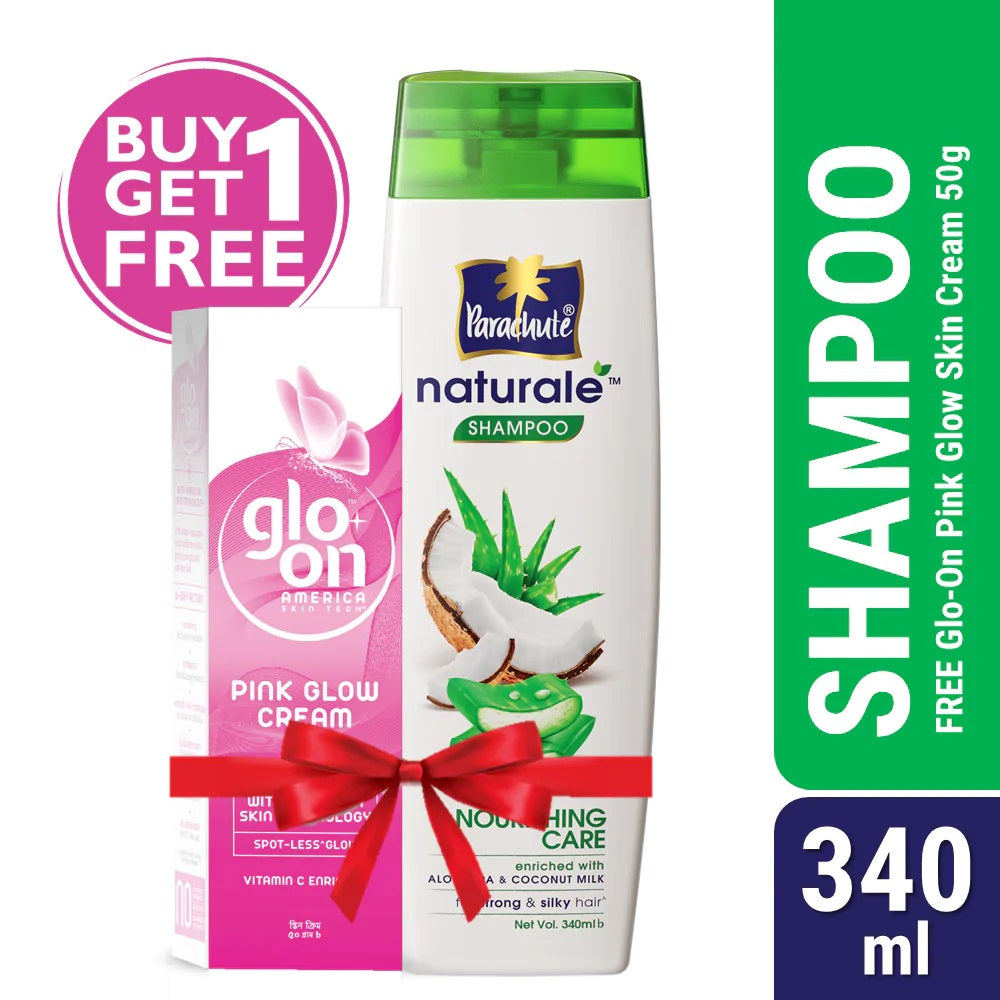 Parachute Naturale Shampoo Nourishing Care 340ml (Glo-On Pink Glow Cream 50g Free)