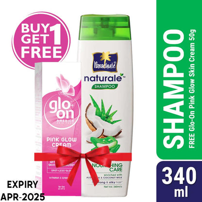 Parachute Naturale Shampoo Nourishing Care 340ml (Glo-On Pink Glow Cream 50g Free)