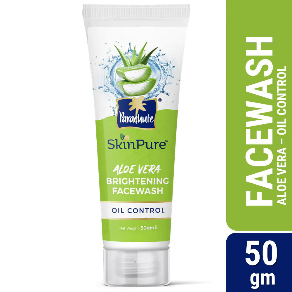 Parachute SkinPure Aloe Vera Brightening Facewash with Green Tea, Oil Control, Bright &amp; Glowing Skin, All Skin Types, No Parabens, Sulphate