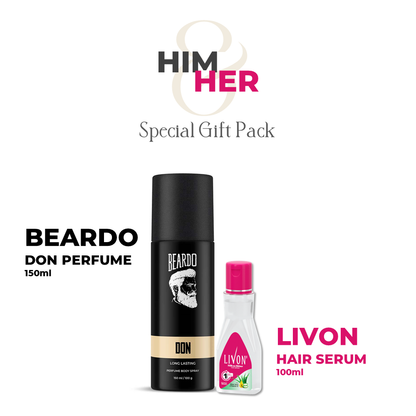 Beardo Special Gift Pack - Beardo Don Perfume Body Spray 150ml &amp; Livon Hair Serum 100ml