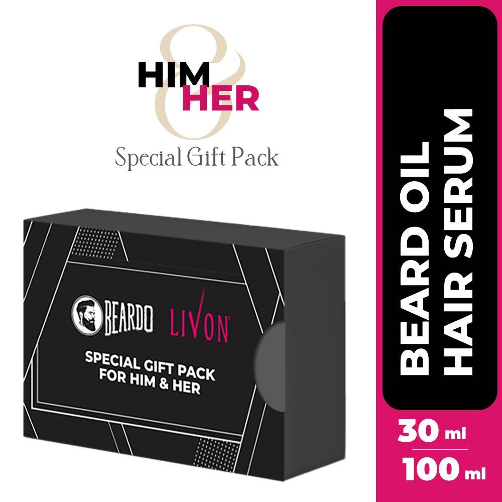 Beardo Special Gift Pack - Beardo GodFather Beard Oil 30ml &amp; Livon Hair Serum 100ml