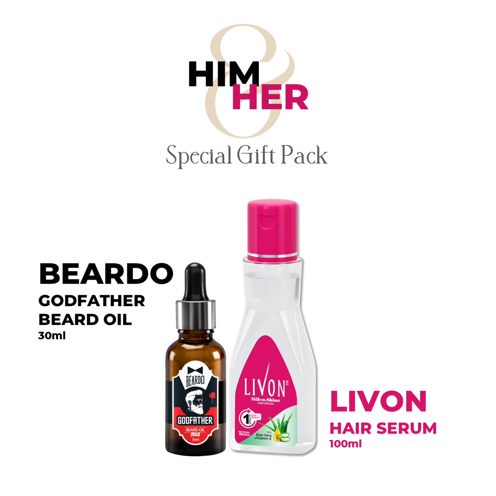 Beardo Special Gift Pack - Beardo GodFather Beard Oil 30ml &amp; Livon Hair Serum 100ml