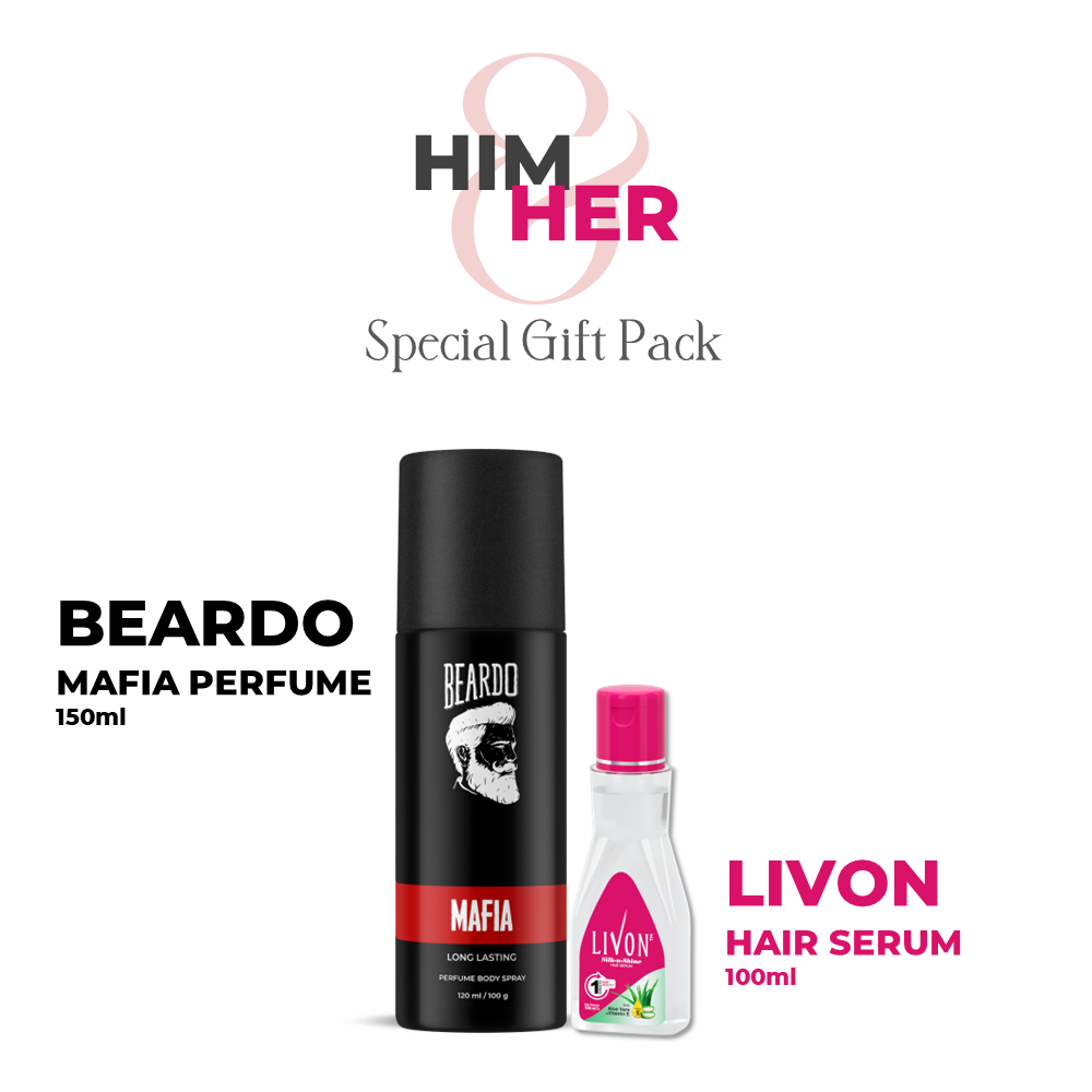 Beardo Special Gift Pack - Beardo Mafia Perfume Body Spray 120ml &amp; Livon Hair Serum 100ml