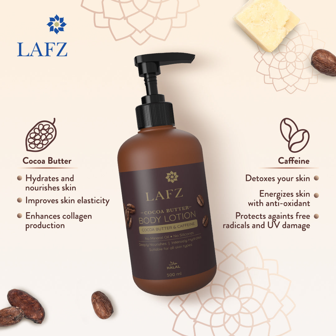 Lafz  Cocoa Butter Body Lotion 500ml (Free Lafz Cocoa Butter Lip Balm 4.5gm)