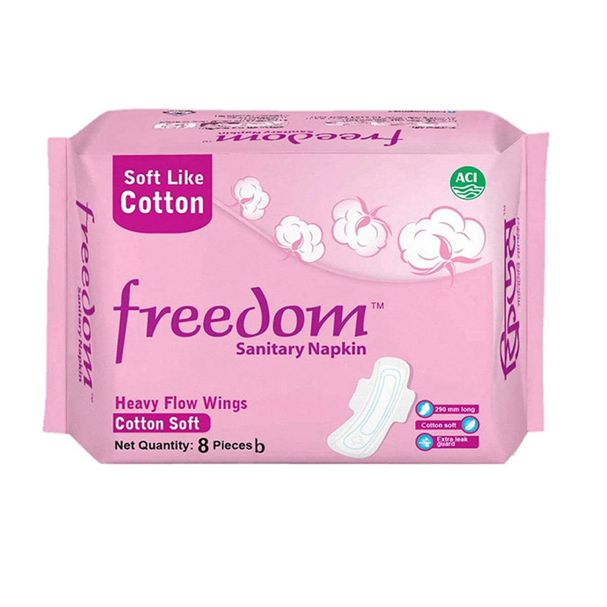 Freedom Sanitary Napkin Heavy Flow Cotton 8 Pads (Buy 1 Get 1 Free)