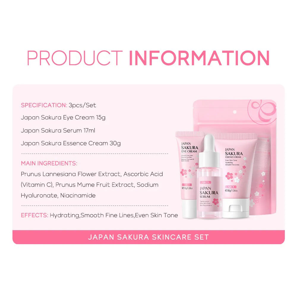 Laikou Sakura Skin &amp; Eye Care Set (3Pcs)