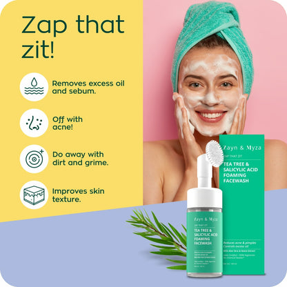 Zayn &amp; Myza Tea Tree and Salicylic Acid Foaming Face Wash for Women 100ml (India) - Pack of 02