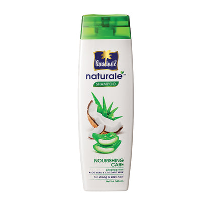 Parachute Naturale Nourishing Care Shampoo with Aloe Vera &amp; Coconut Milk, For Strong &amp; Silky Hair, Smoothens Hair, Paraben Free, 100% Vegan, All Hair Types, (170ml)