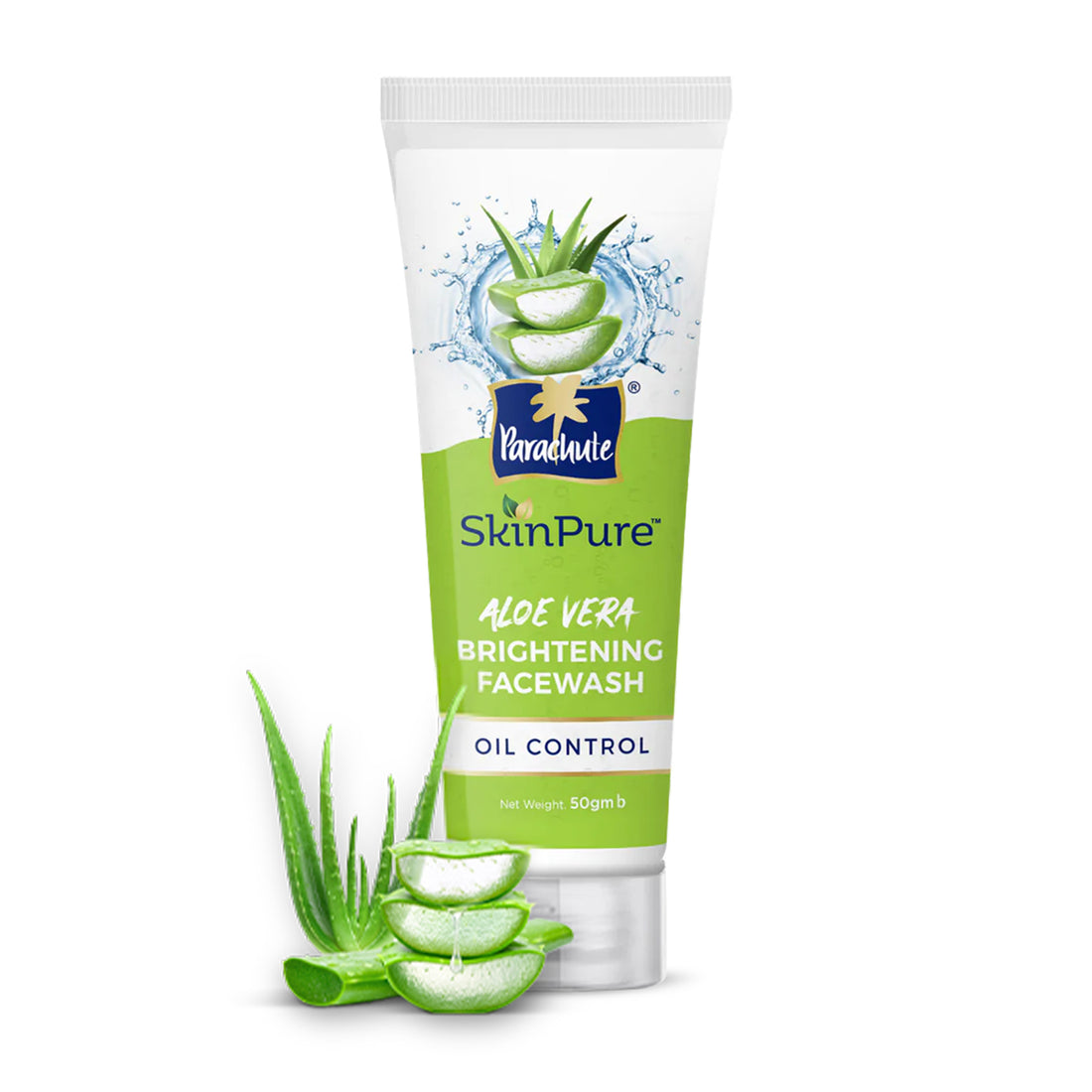 Parachute SkinPure Aloe Vera Brightening Facewash with Green Tea, Oil Control, Bright &amp; Glowing Skin, All Skin Types, No Parabens, Sulphate