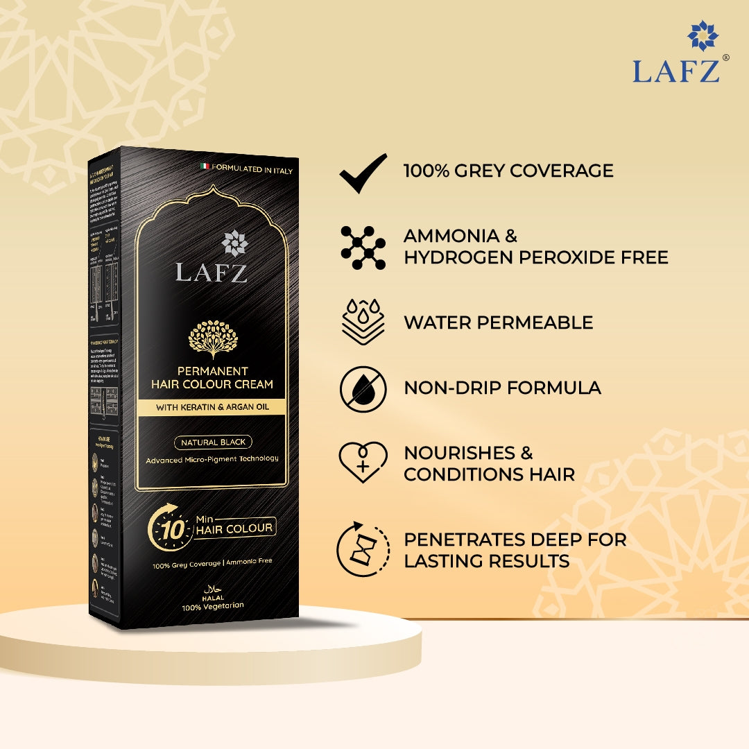 Lafz Permanent 10 Min Hair Color Cream Dubai (40ml) - Natural Black