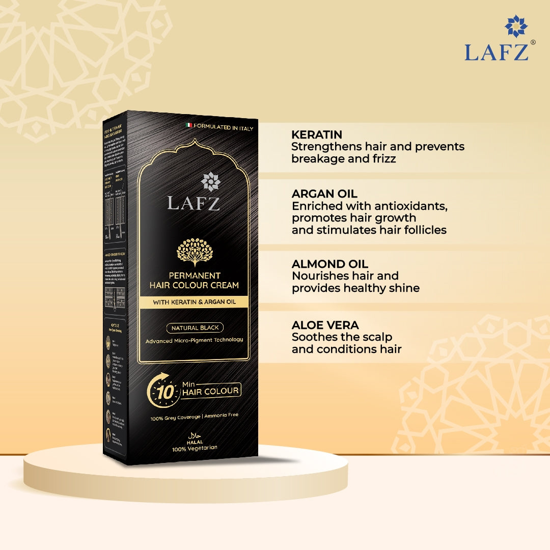 Lafz Permanent 10 Min Hair Color Cream Dubai (40ml) - Natural Black