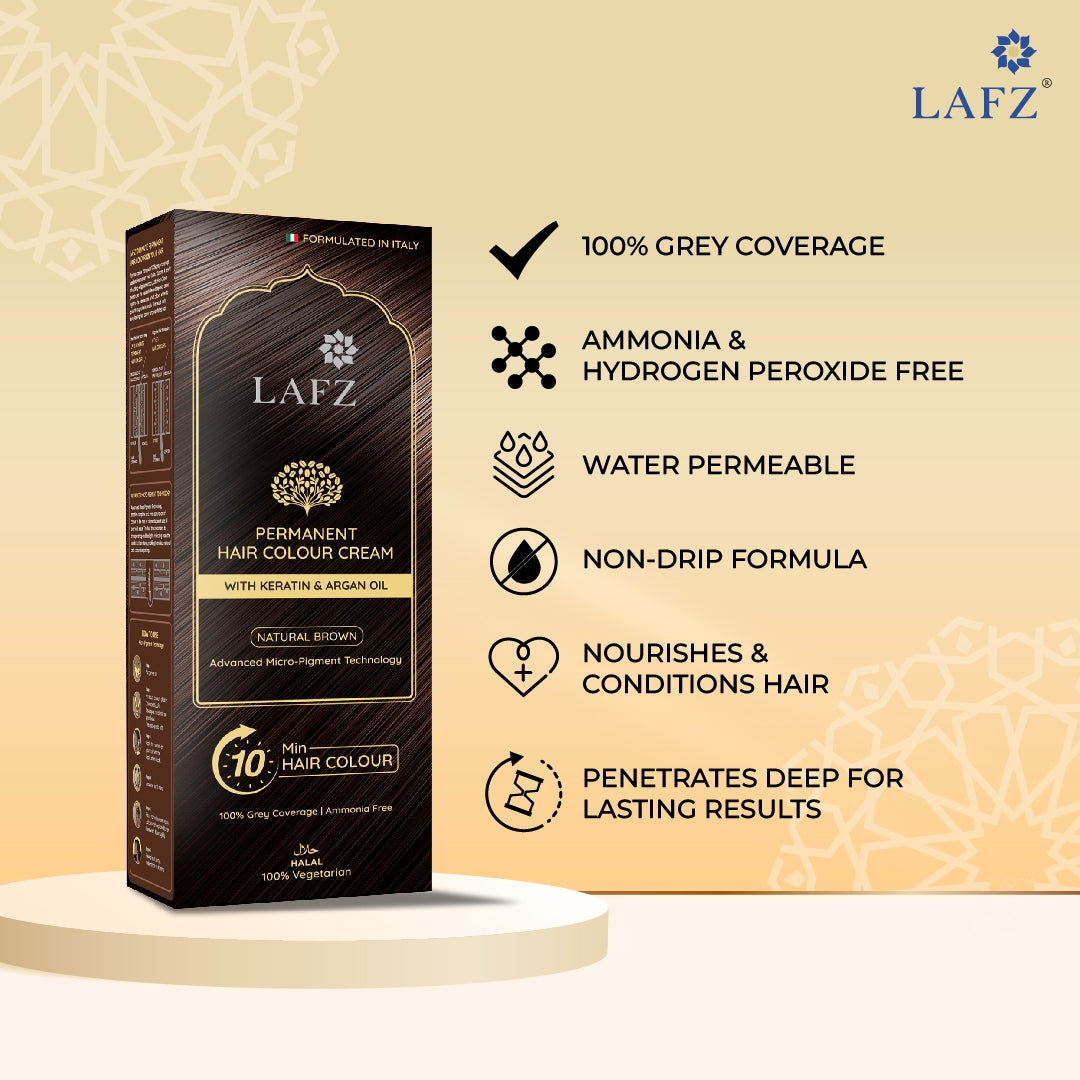 Lafz Permanent 10 Min Hair Color Cream Dubai (40ml) - Natural Brown